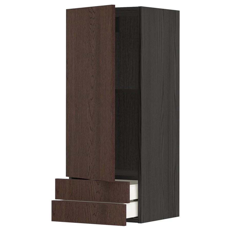 Навесной шкаф с полкой - METOD IKEA/ МЕТОД ИКЕА, 100х40 см, черный/коричневый (изображение №1)