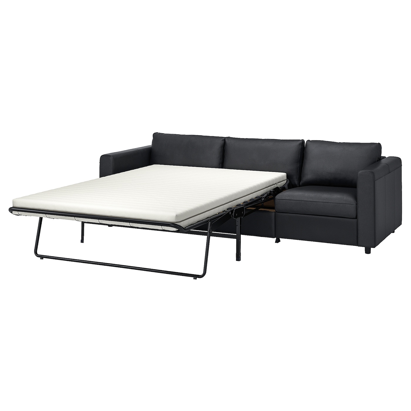 3-местный диван с шезлонгом - IKEA VIMLE, 261х98х83 см, черный, кожа, ВИМЛЕ ИКЕА