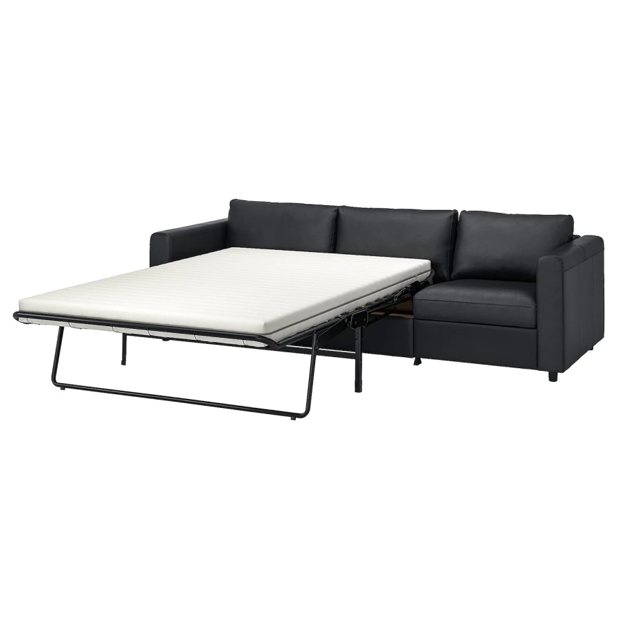 3-местный диван с шезлонгом - IKEA VIMLE, 261х98х83 см, черный, кожа, ВИМЛЕ ИКЕА (изображение №1)