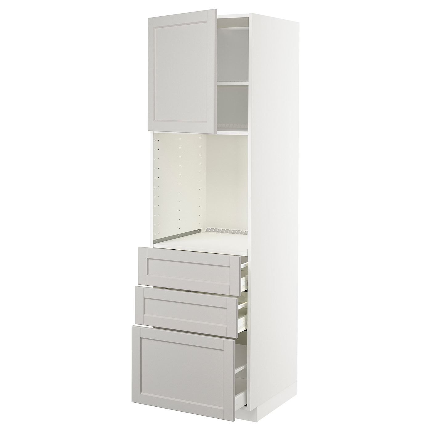 Высокий шкаф с ящиками - IKEA METOD/MAXIMERA/МЕТОД/МАКСИМЕРА ИКЕА, 200х60х60 см, белый/серый