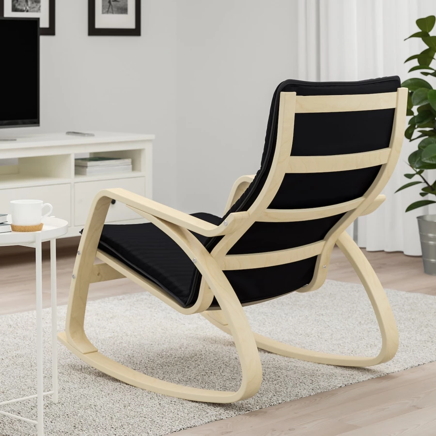 Кресло-качалка - IKEA POÄNG/POANG/ПОЭНГ ИКЕА, 68х94х95 см, черный (изображение №3)