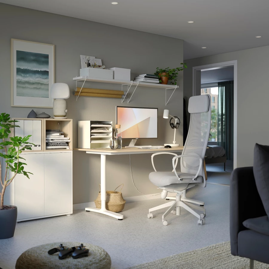 Офисный стул - IKEA MARKUS, 60x62x140cм, белый/светло-серый, МАРКУС ИКЕА (изображение №3)