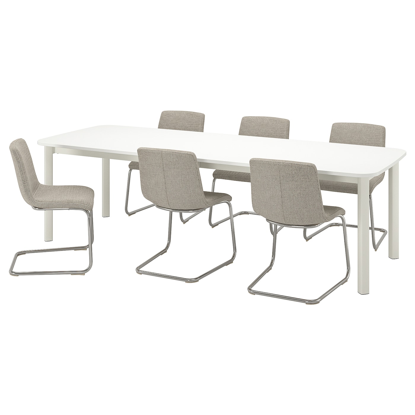 Стол и 6 стула - STRANDTORP / LUSTEBO IKEA/ СТРАНДТРОП/ ЛУСТЕБО ИКЕА, 150/260 см, серый/белый