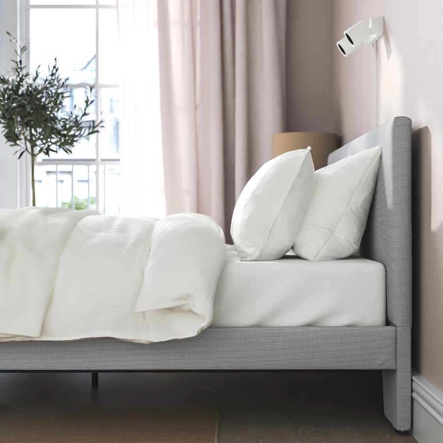 Двуспальная кровать - IKEA GLADSTAD, 200х140 см, светло-серый, ГЛАДСТАД ИКЕА (изображение №4)