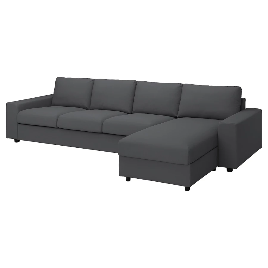 Чехол на 4-местный диван с шезлонгом - IKEA VIMLE/ВИМЛЕ ИКЕА, 292х68 см,  серый (изображение №1)
