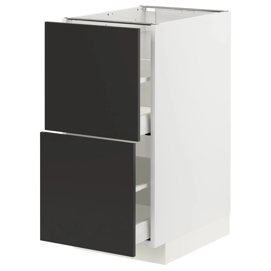 Напольный кухонный шкаф  - IKEA METOD MAXIMERA, 88x62x40см, белый/черный, МЕТОД МАКСИМЕРА ИКЕА (изображение №1)
