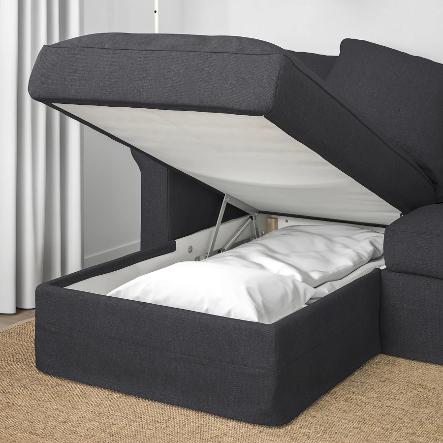 3-местный диван и козетка - IKEA GRÖNLID/GRONLID,  98x328см, синий/черный, ГРЕНЛИД ИКЕА (изображение №5)
