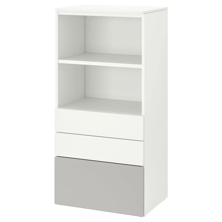 Комод детский - IKEA PLATSA/SMÅSTAD/SMASTAD, 60x42x123 см, белый/серый, ИКЕА (изображение №1)