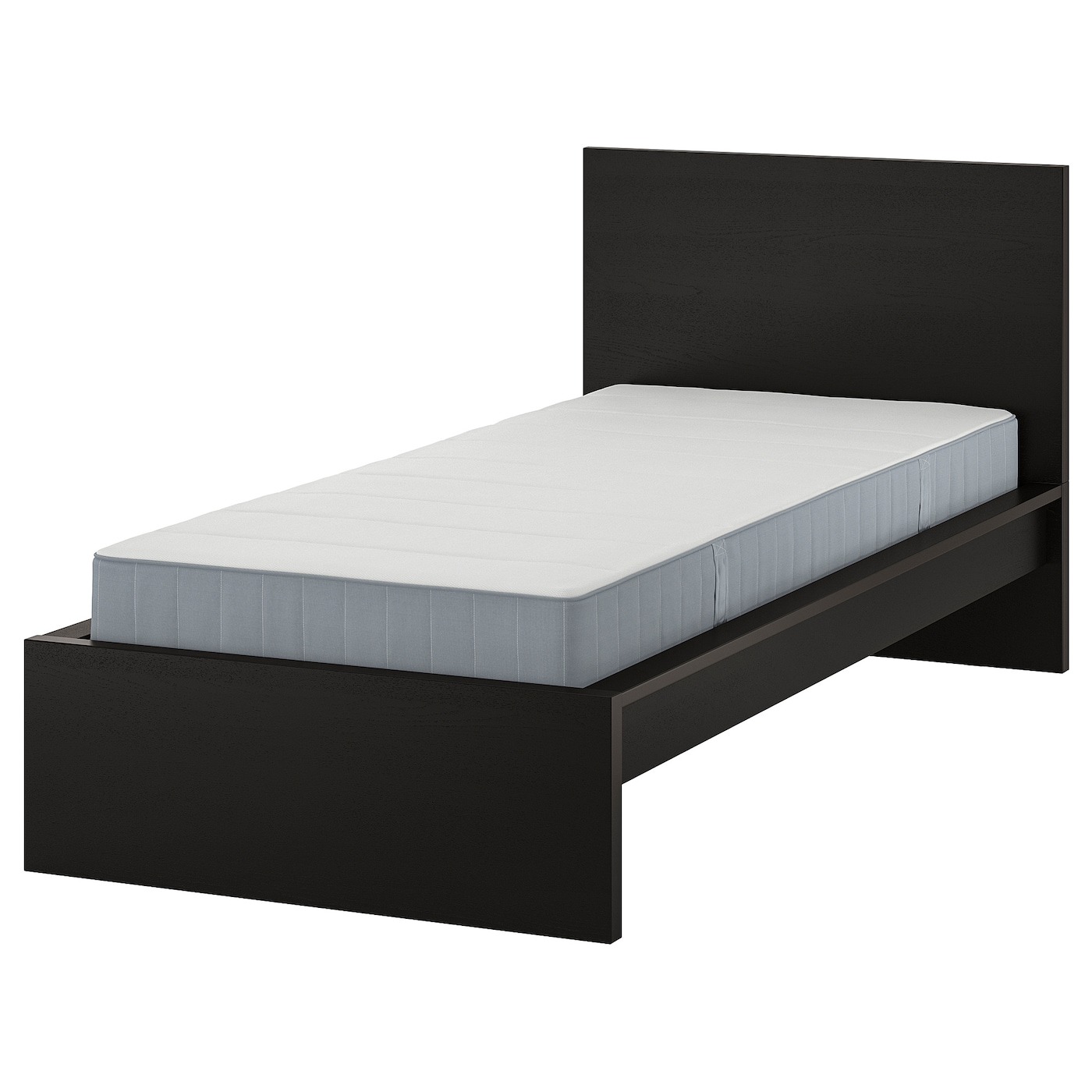 Кровать - IKEA MALM, 200х90 см, матрас жесткий, черный, МАЛЬМ ИКЕА