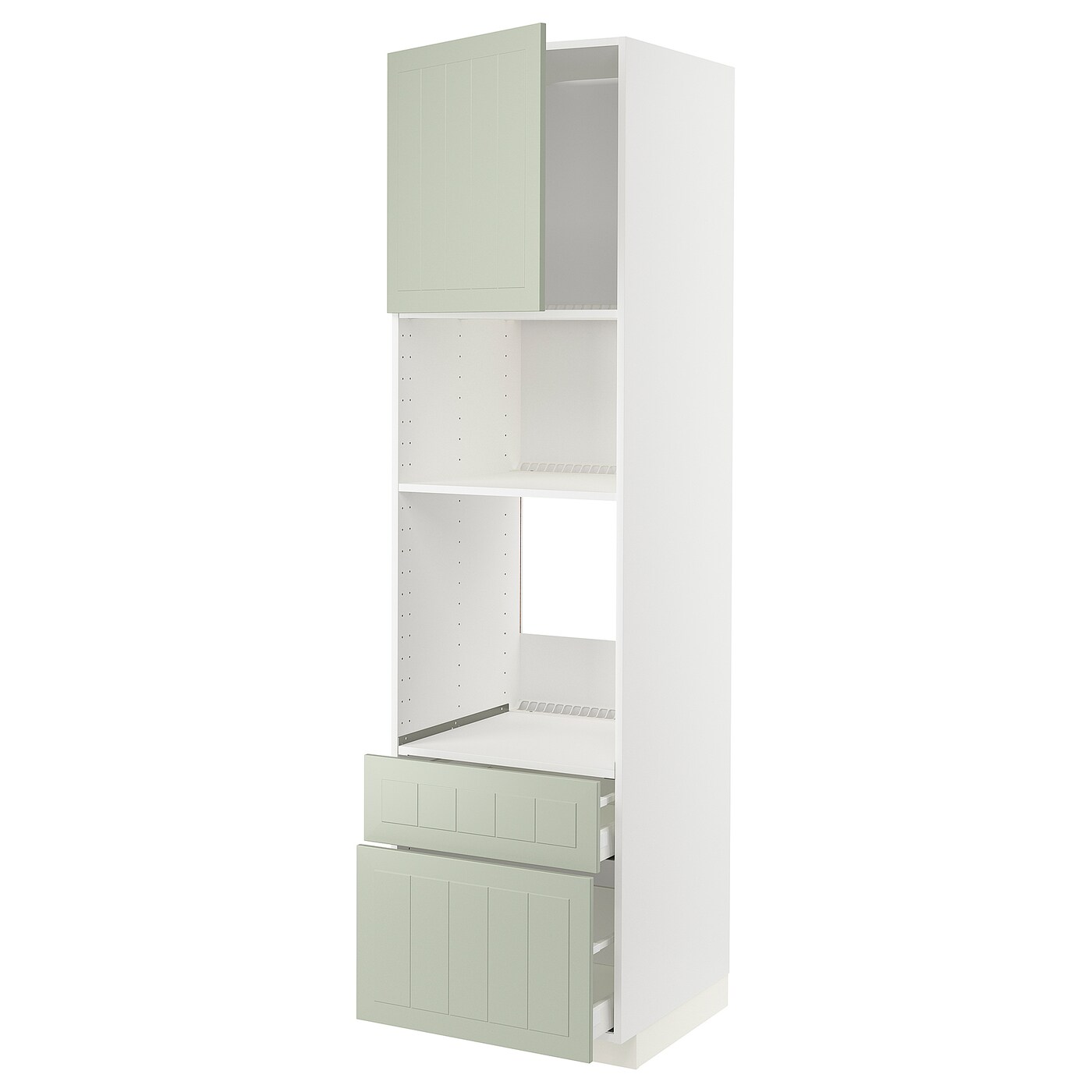 Высокий шкаф с ящиками - IKEA METOD/MAXIMERA/МЕТОД/МАКСИМЕРА ИКЕА, 220х60х60 см, белый/светло-зеленый