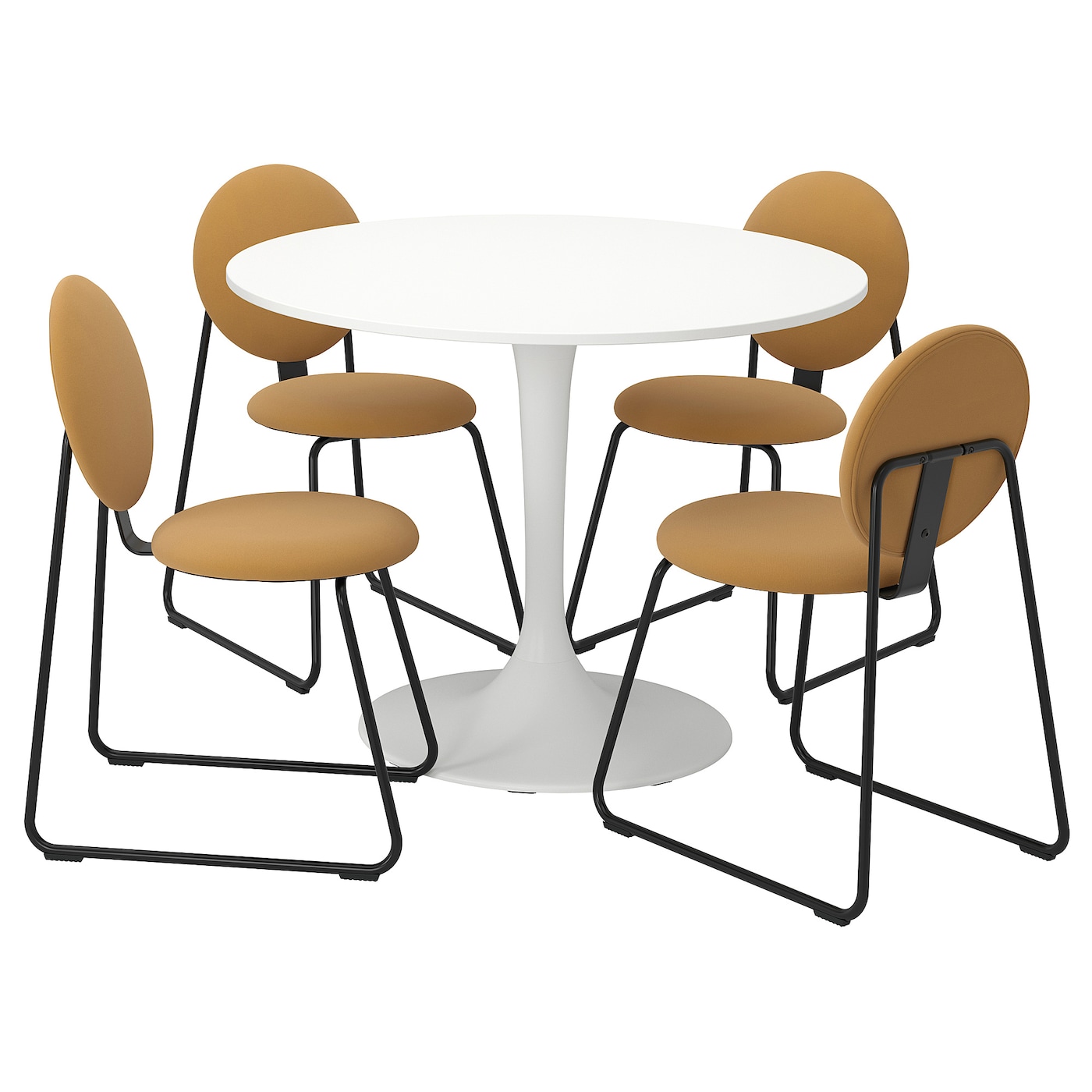 Стол и 4 стула - DOCKSTA / MÅNHULT IKEA/ ДОКСТА/МОНХУЛЬТ ИКЕА, 103х75х44 см, белый/желтый