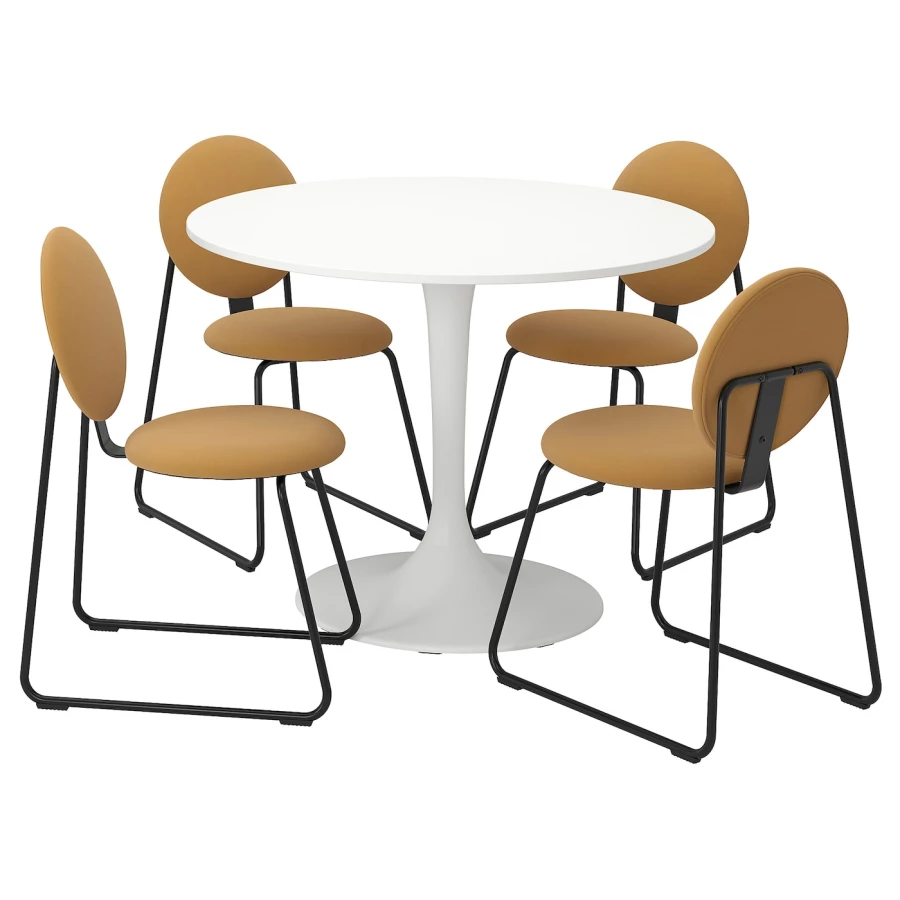 Стол и 4 стула - DOCKSTA / MÅNHULT IKEA/ ДОКСТА/МОНХУЛЬТ ИКЕА, 103х75х44 см, белый/желтый (изображение №1)