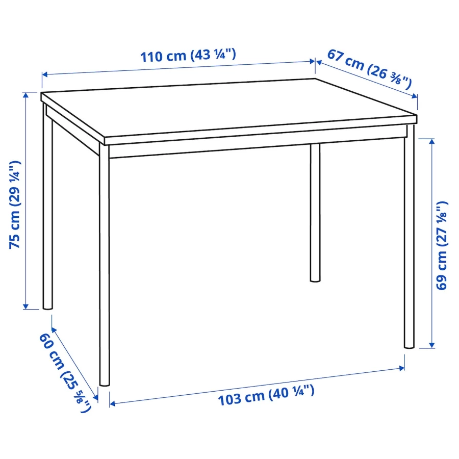 Кухонный стол - SANDSBERG/TEODORES IKEA/САНДСБЕРГ/ТЕОДОРЕС ИКЕА, 110х73х67 см, черный (изображение №3)