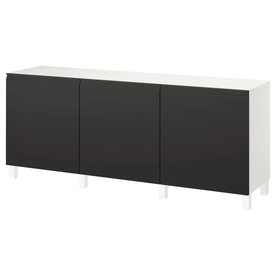 Комбинация с дверями - IKEA BESTÅ/BESTA/БЕСТА ИКЕА, 74x180см, черный/белый (изображение №1)