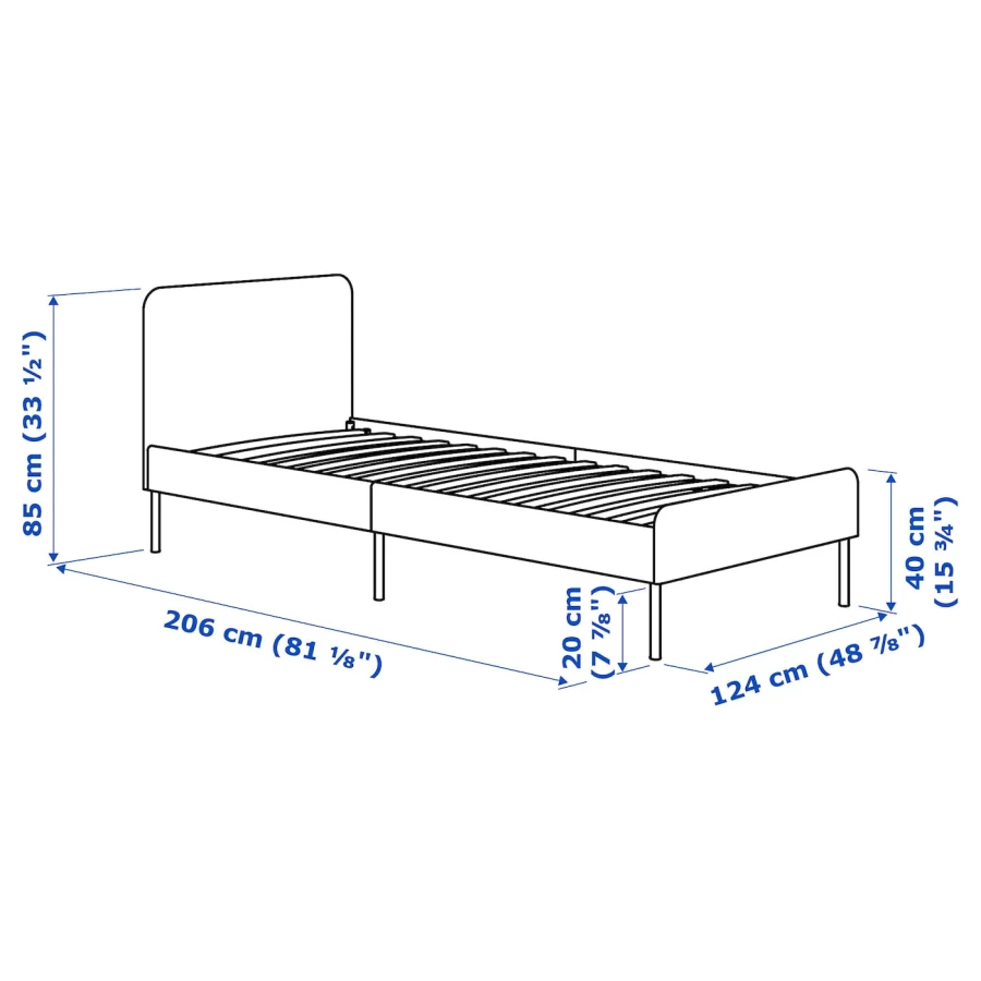 Каркас кровати - SLATTUM IKEA/  СЛАТТУМ  ИКЕА,  206х124 см, черный (изображение №3)
