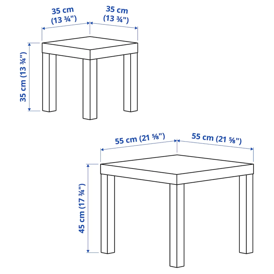 Комплект столов, 2 шт. - IKEA LACK/ИКЕА ЛАКК, белый, 35х35х35/45х55х55 см (изображение №8)