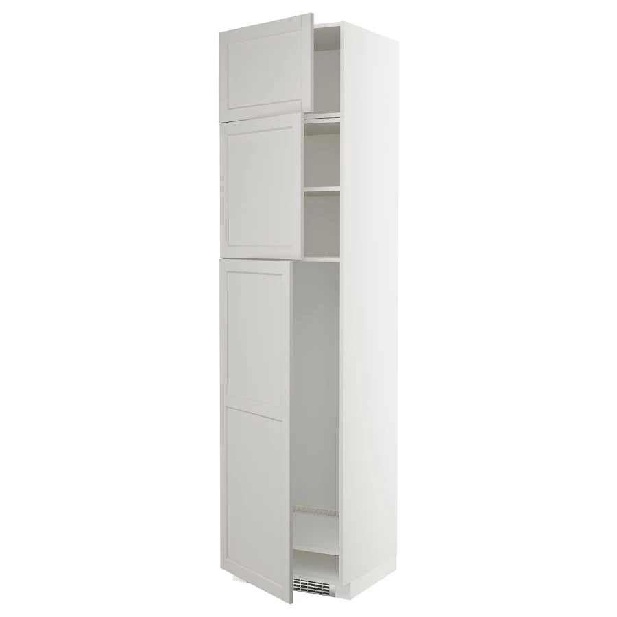 Шкаф для встраиваемого холодильника - IKEA METOD/МЕТОД ИКЕА, 240х60х60 см, белый/светло-серый (изображение №1)