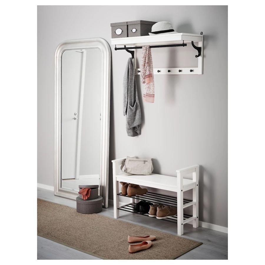 Скамья с полкой для обуви - IKEA HEMNES/ХЕМНЭС ИКЕА, 32x65x85 см, белый (изображение №4)