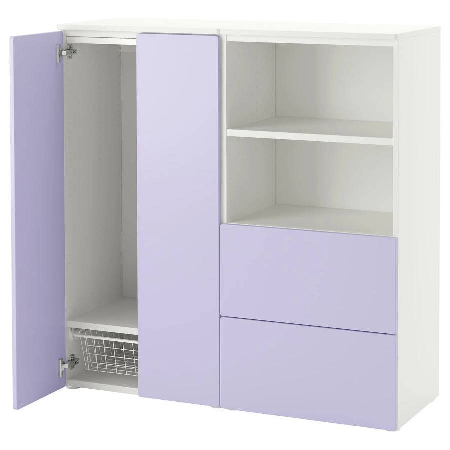 Гардероб - IKEA SMÅSTAD/SMASTAD/СМОСТАД ИКЕА,  123х120 см, белый/фиолетовый (изображение №1)