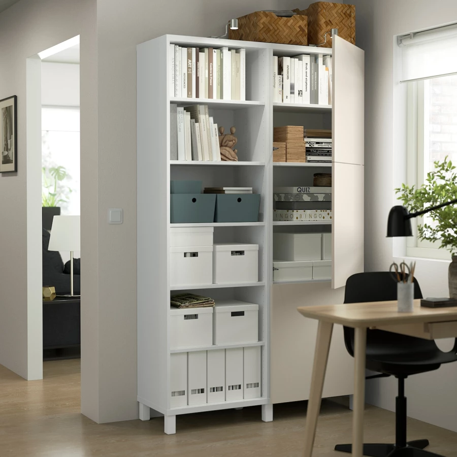 Книжный шкаф с дверцей - IKEA BESTÅ/BESTA, 120x42x202 см, белый, БЕСТА/БЕСТО ИКЕА (изображение №2)