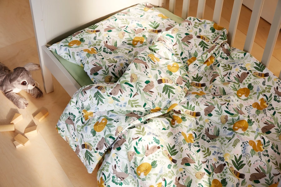 Пододеяльник,наволочка и простыня для детской кроватки -  TROLLDOM IKEA/ ТРОЛЛДОМ ИКЕА, 60х120 см, цветочный (изображение №9)