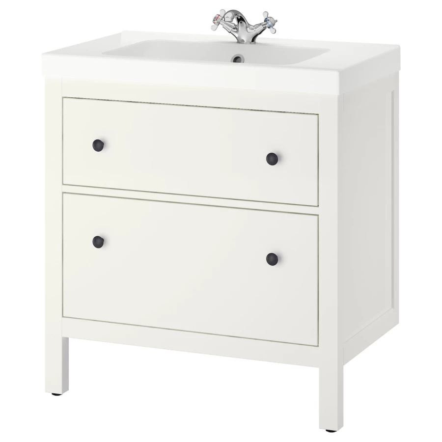 Шкаф под умывальник с 2 ящиками - HEMNES / ODENSVIK IKEA/ ХЕМНЭС /ОДЕНСВИК ИКЕА, 89х83 см, белый (изображение №1)
