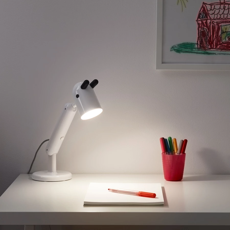 Детская учебная лампа - IKEA KRUX/КРУКС ИКЕА, 38 см, белый (изображение №4)