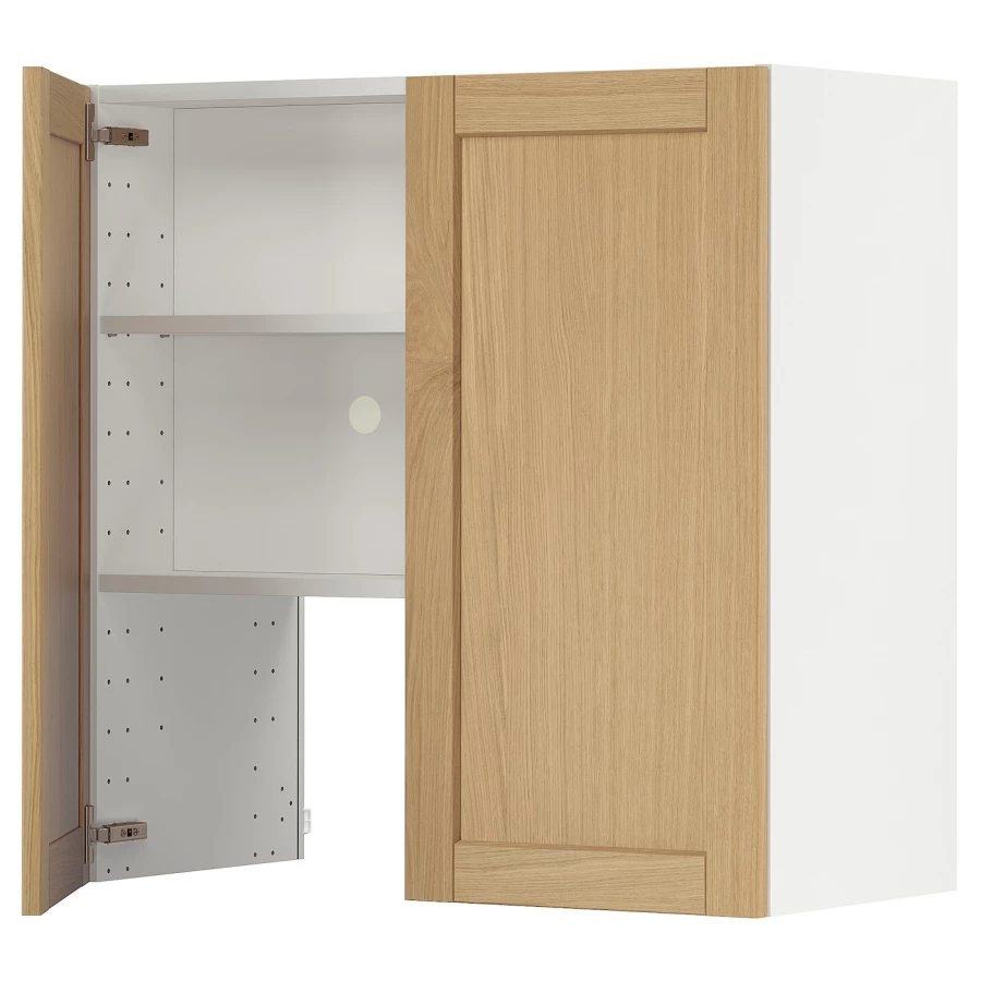 Навесной шкаф - METOD IKEA/ МЕТОД ИКЕА, 80х80 см, белый/под беленый дуб (изображение №1)