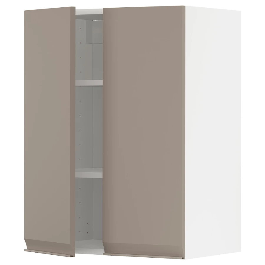 Навесной шкаф с полкой - METOD IKEA/ МЕТОД ИКЕА, 60х80 см,  белый/светло-коричневый (изображение №1)