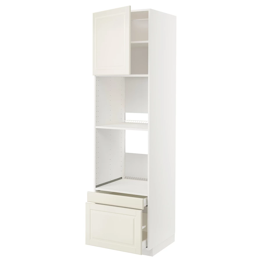 Высокий шкаф с ящиками - IKEA METOD/MAXIMERA/МЕТОД/МАКСИМЕРА ИКЕА, 220х60х60 см, белый/кремовый (изображение №1)