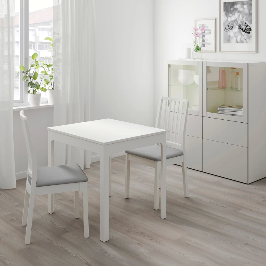 Стол и 2 стула - IKEA EKEDALEN/ЭКЕДАЛЕН ИКЕА,120х80 см,  белый/серый (изображение №2)