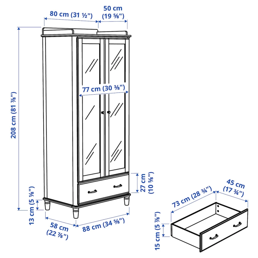 Шкаф - TYSSEDAL IKEA/ ТУССЕДАЛ ИКЕА,88x58x208, белый (изображение №8)