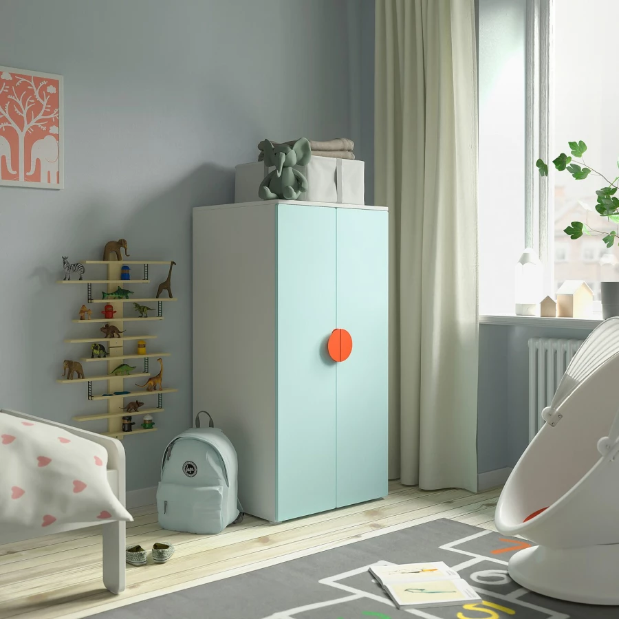 Шкаф детский - IKEA PLATSA/SMÅSTAD/SMASTAD, 60x57x123 см, белый/голубой, ИКЕА (изображение №2)