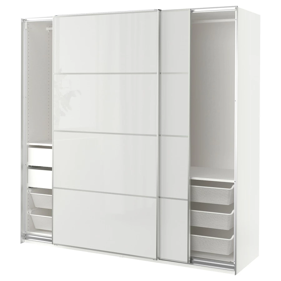 Шкаф - IKEA PAX/HOKKSUND/ПАКС/ХОККСУНД ИКЕА, 66х200х201,2 см, белый (изображение №1)