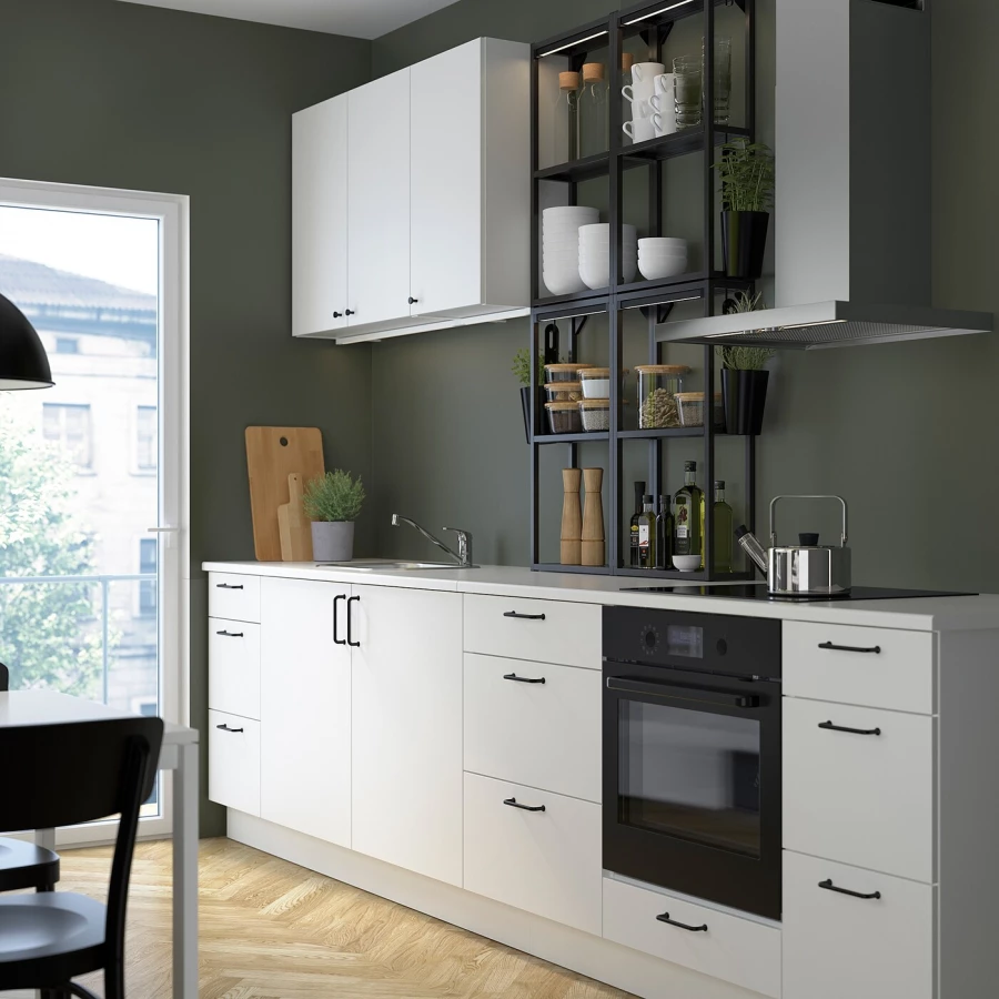 Кухня - ENHET  IKEA/ ЭНХЕТ ИКЕА, 323х241 см, белый/черный (изображение №2)