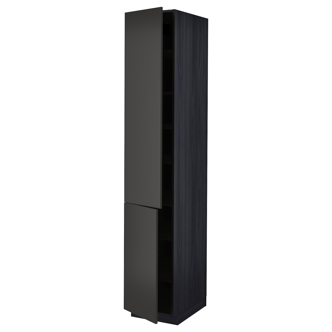 Высокий кухонный шкаф с полками - IKEA METOD/МЕТОД ИКЕА, 220х60х40 см, черный