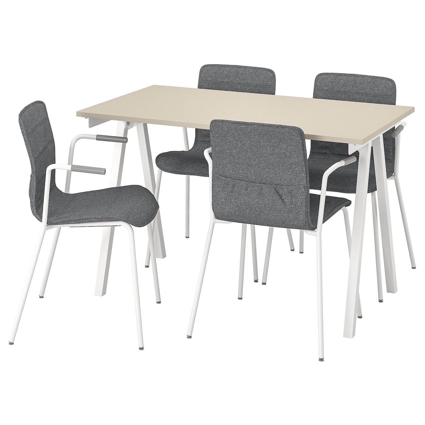 Комбинация: стол, 4 стула - IKEA TROTTEN/LÄKTARE/LAKTARE, 120х70 см, белый/бежевый/серый, ТРОТТЕН/ЛЭКТАРЕ ИКЕА
