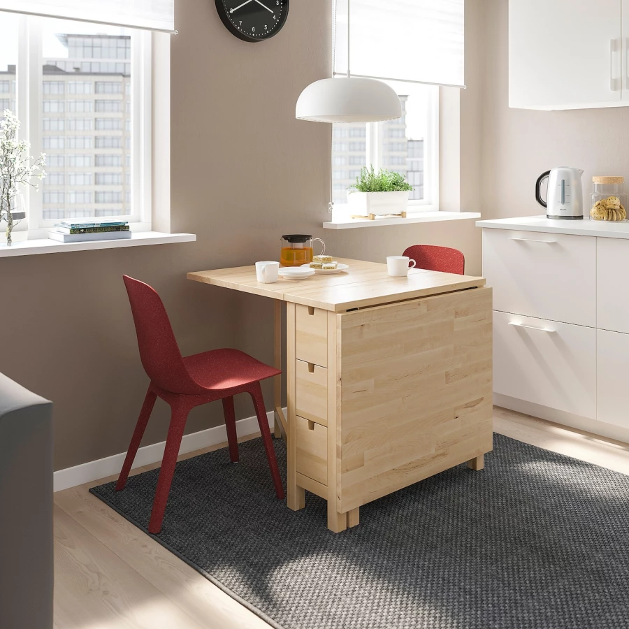 Набор кухонных столов - NORDEN/ODGER IKEA/ НОРДЕН/ОДГЕР ИКЕА, 89х80х74 см, дерево/красный (изображение №2)