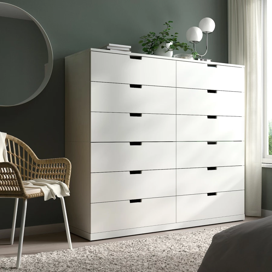 Комод - IKEA NORDLI/НОРДЛИ ИКЕА, 47х145х160 см, белый (изображение №2)