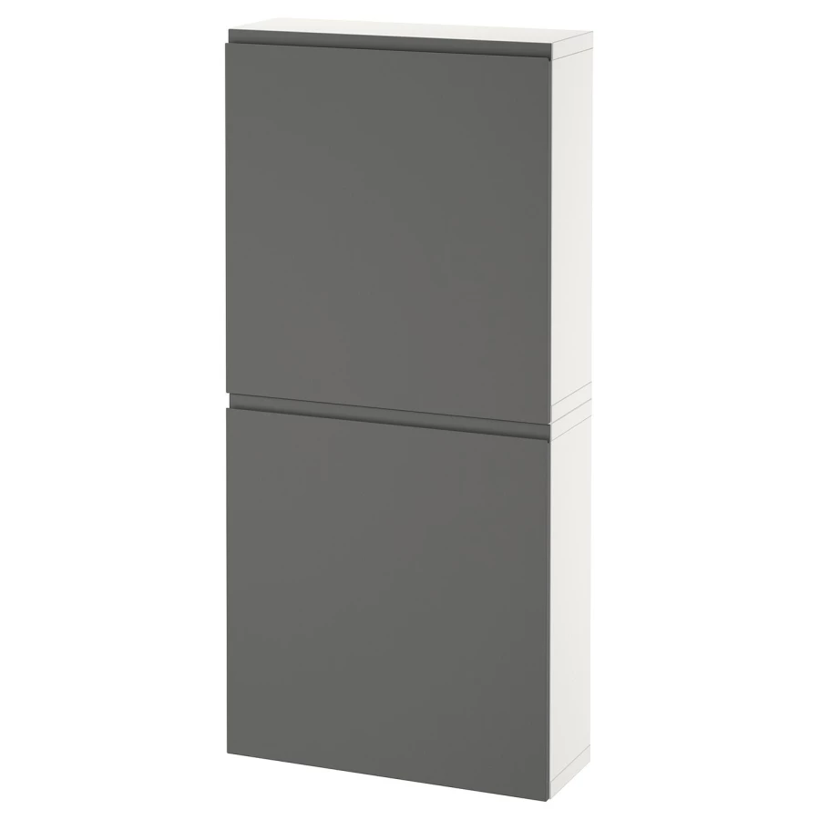 Навесной шкаф - IKEA BESTÅ, 60x22x128 см, серый, БЕСТО ИКЕА (изображение №1)