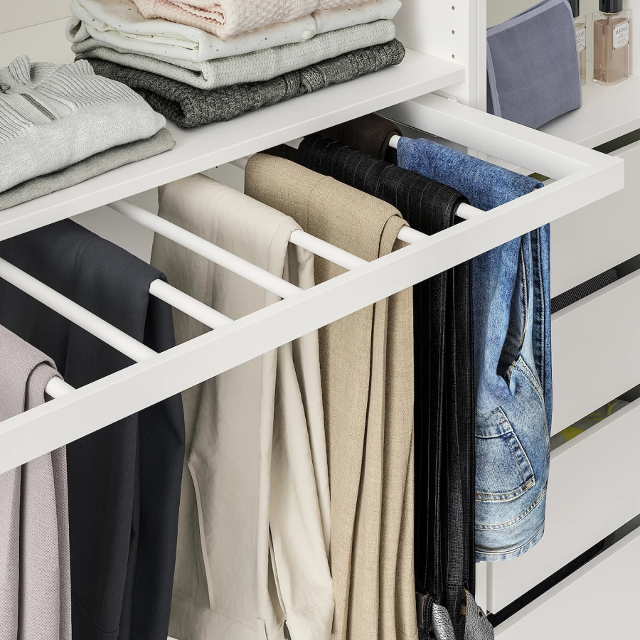 Выдвижная вешалка для брюк - IKEA KOMPLEMENT/КОМПЛИМЕНТ ИКЕА, 100x58 см, белый (изображение №2)