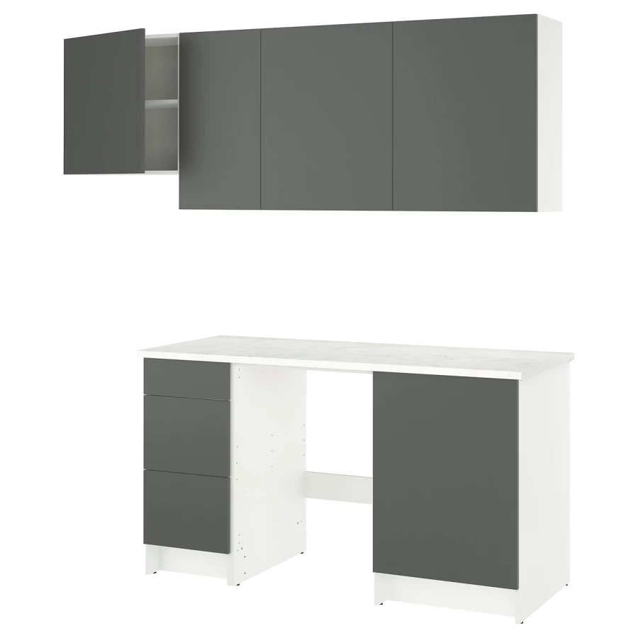 Комбинация кухонная прямая - KNOXHULT IKEA/ КНОКСХУЛЬТ ИКЕА, белый/черный (изображение №1)
