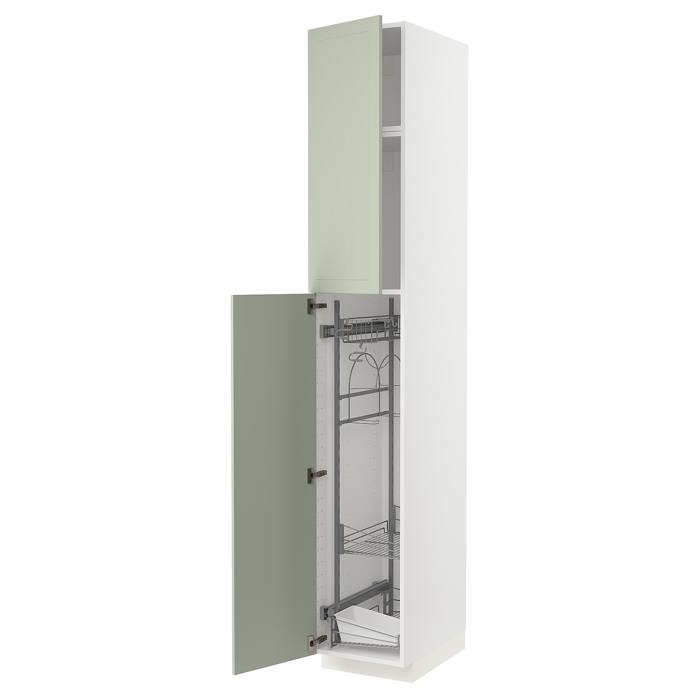 Высокий шкаф/бытовой - IKEA METOD/МЕТОД ИКЕА, 240х60х40 см, белый/зеленый