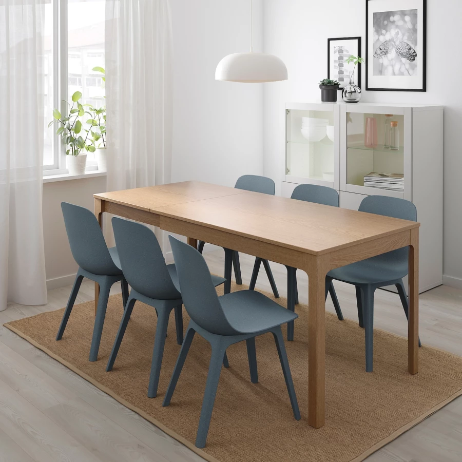 Стол и 4 стула - IKEA EKEDALEN/ODGER/ЭКЕДАЛЕН/ОДГЕР ИКЕА, 120/180х80 см, дуб/темно-голубой (изображение №3)