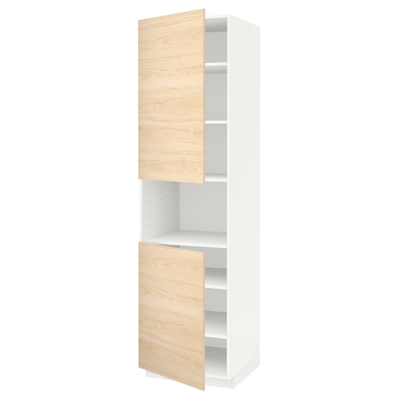 Высокий кухонный шкаф с полками - IKEA METOD/МЕТОД ИКЕА, 220х60х60 см, белый/под беленый дуб