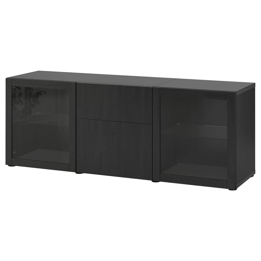 Комбинация для хранения - IKEA BESTÅ/BESTA/БЕСТА/БЕСТО ИКЕА, 180x42x65 см, черный, (изображение №1)