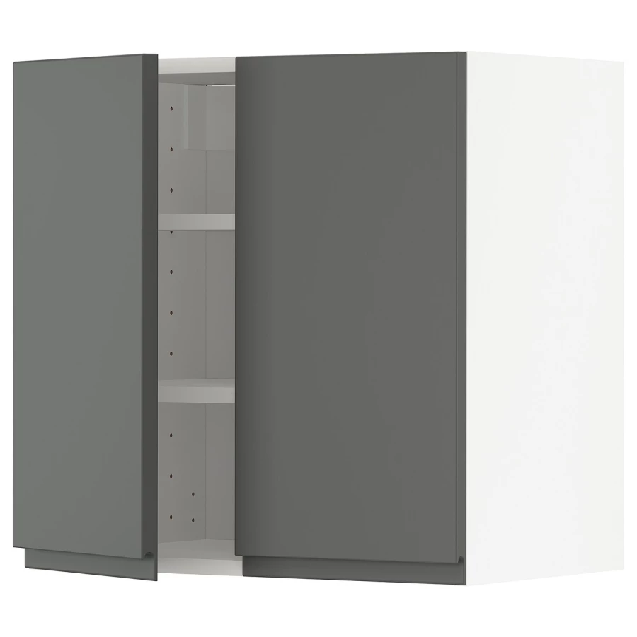 Навесной шкаф с полкой - METOD IKEA/ МЕТОД ИКЕА, 60х60 см, белый/серый (изображение №1)
