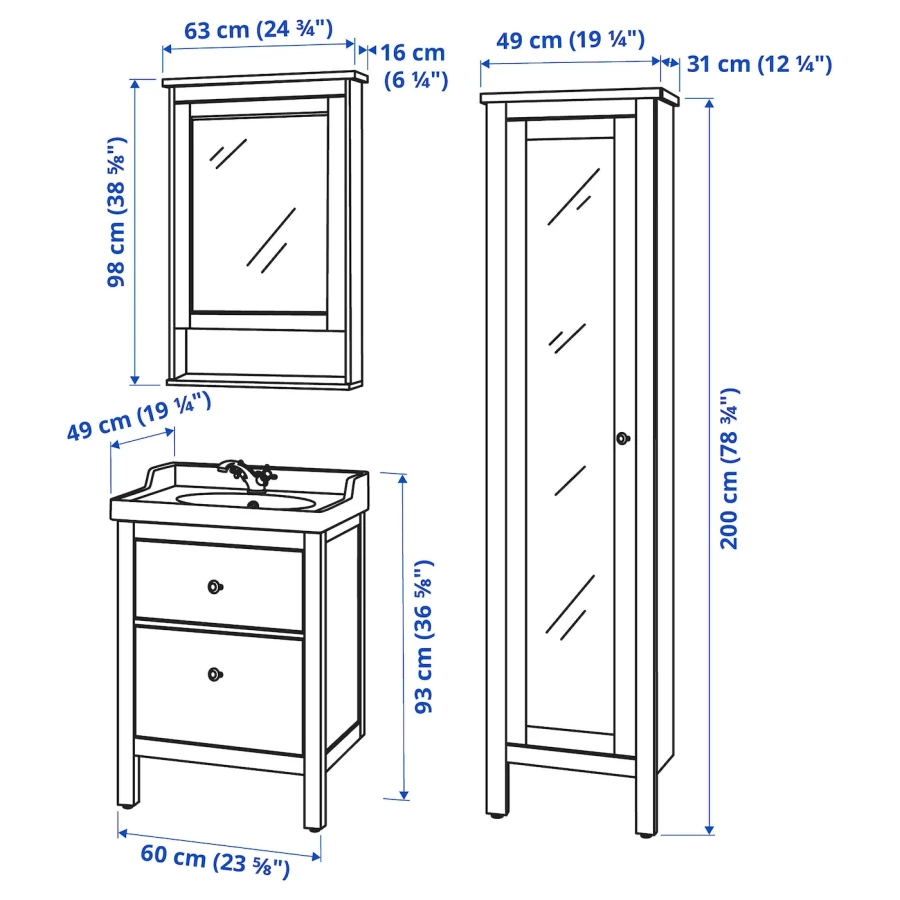 HEMNES / RÄTTVIKEN Мебель для ванной комнаты ИКЕА (изображение №5)