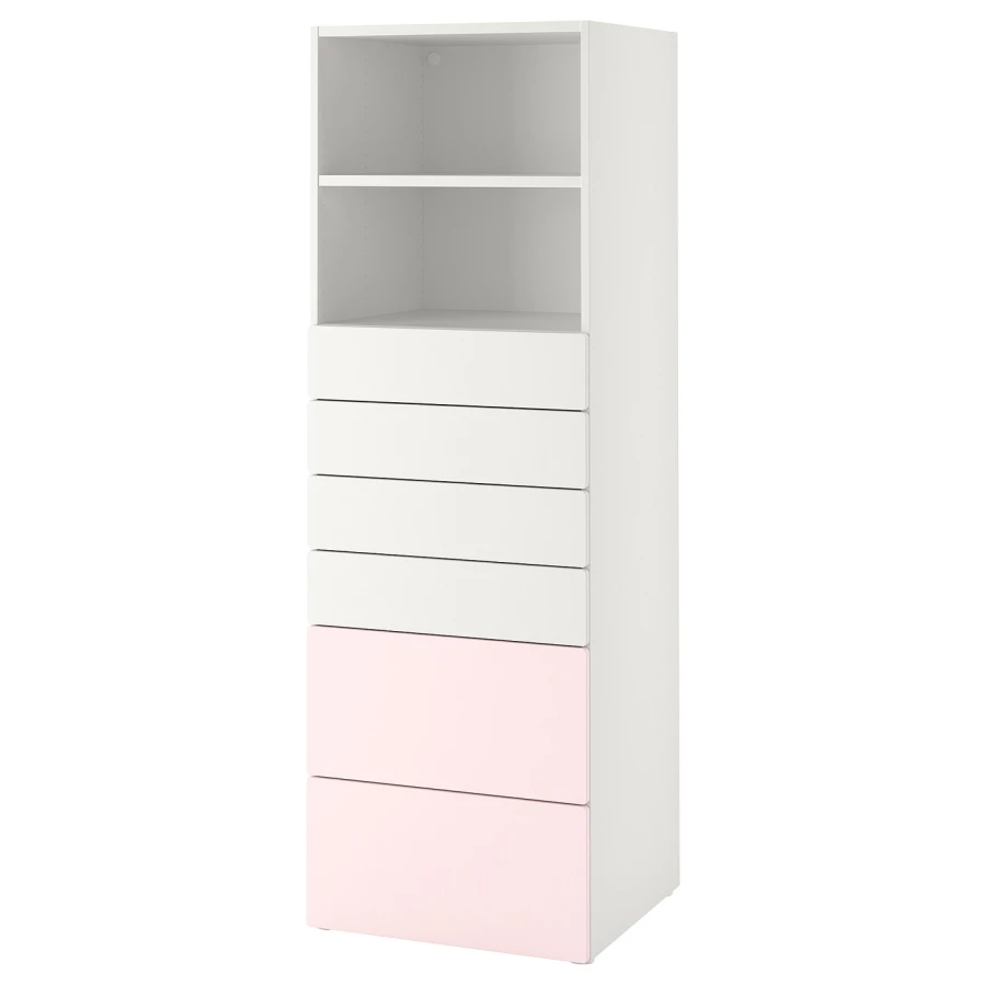Комод детский - IKEA PLATSA/SMÅSTAD/SMASTAD, 181х60 см, белый/розовый, ИКЕА (изображение №1)