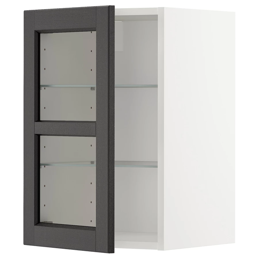 Шкаф со стеклянными дверцами  - METOD  IKEA/  МЕТОД ИКЕА, 60х40 см, черный/белый (изображение №1)
